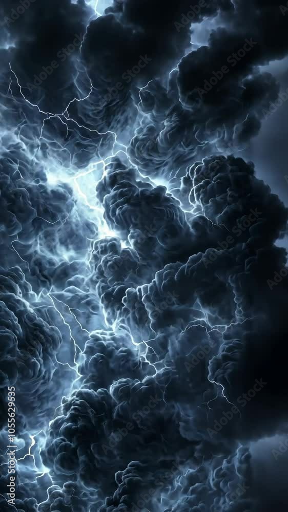 Lightning striking through dark storm clouds Lightning striking through dark storm clouds