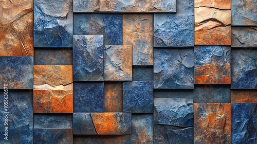 Textured Metal Tiles in Abstract Layered Design