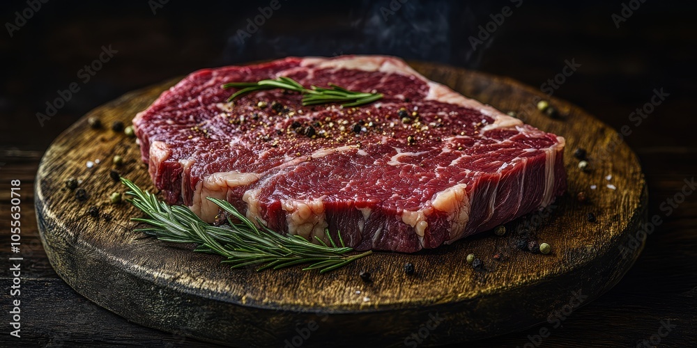 a piece of meat on a wooden cutting board