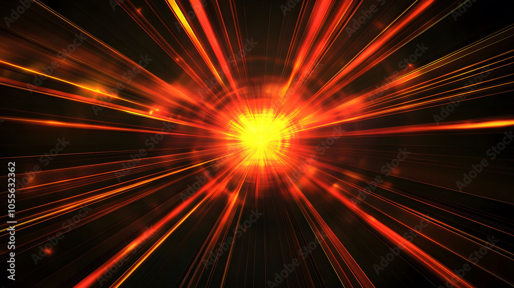 Bright explosion of light with abstract rays in vibrant colors, resembling a festive firework display in a cosmic night sky