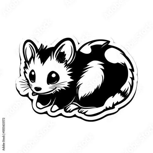 White background with silhouettes of opossums