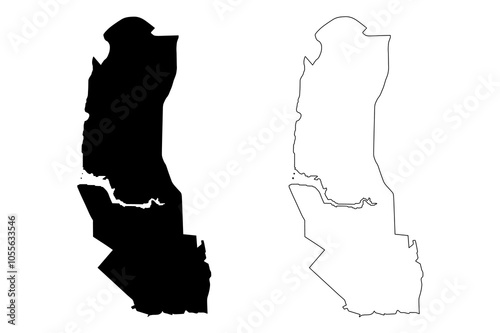 Palmas City (Federative Republic of Brazil, Tocantins State) map vector illustration, scribble sketch City of Palmas map