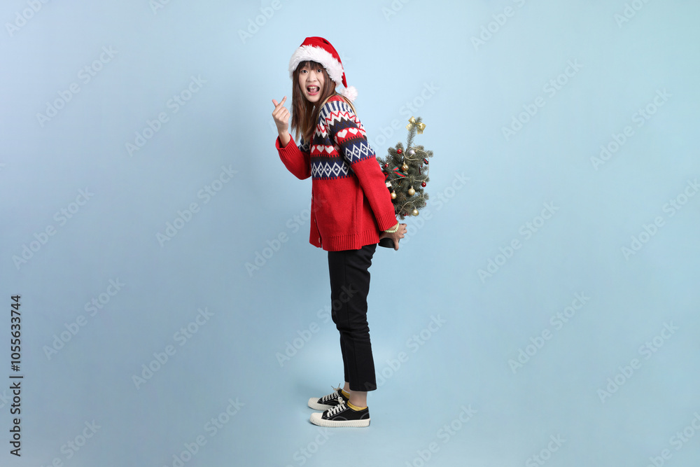 Woman wearing Santa hat
