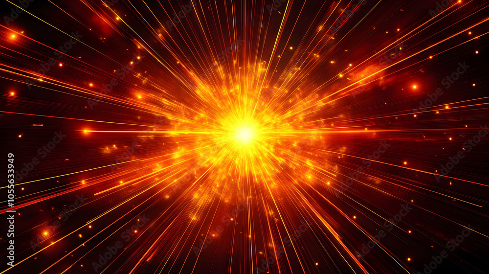 Bright explosion of light with abstract rays in vibrant colors, resembling a festive firework display in a cosmic night sky Bright explosion of light with abstract rays in vibrant colors, resembling a festive firework display in a cosmic night sky