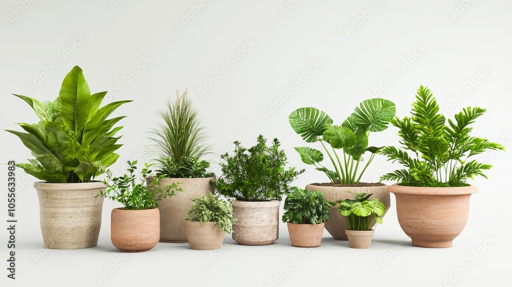 A variety of potted plants arranged in different sizes and styles. A variety of potted plants arranged in different sizes and styles.
