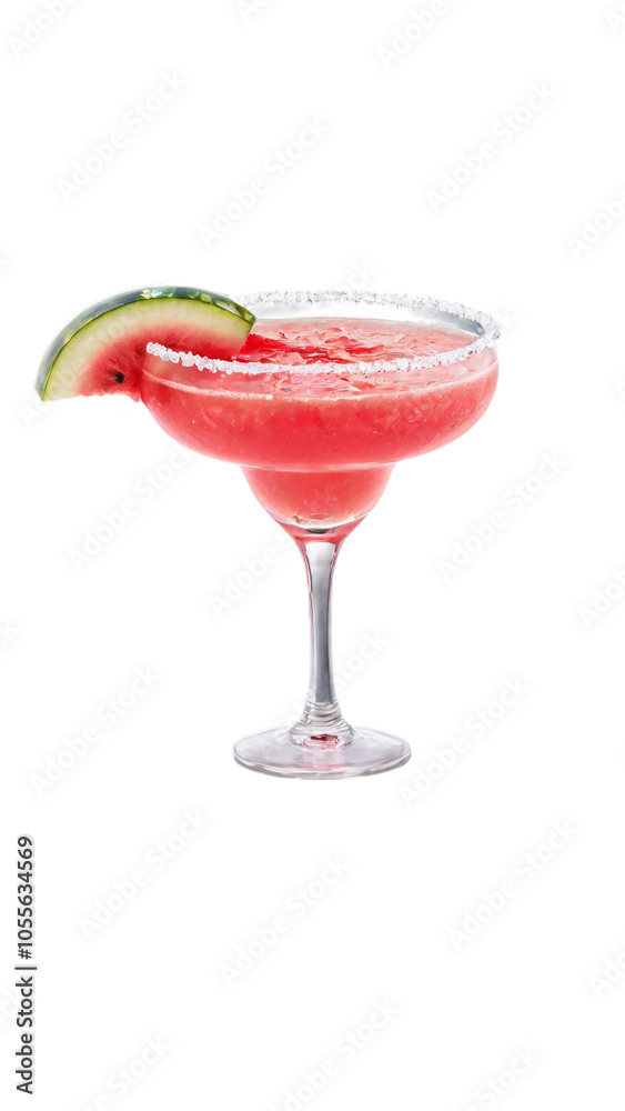 Watermelon margarita cocktail isolated on white