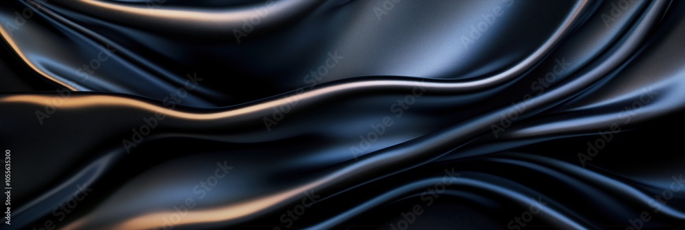 Elegant waves of dark satin fabric creating a luxurious and smooth texture in soft light Elegant waves of dark satin fabric creating a luxurious and smooth texture in soft light