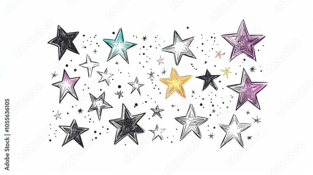 Collection of holiday star. Vector illustration decoration element for greeting card poster design