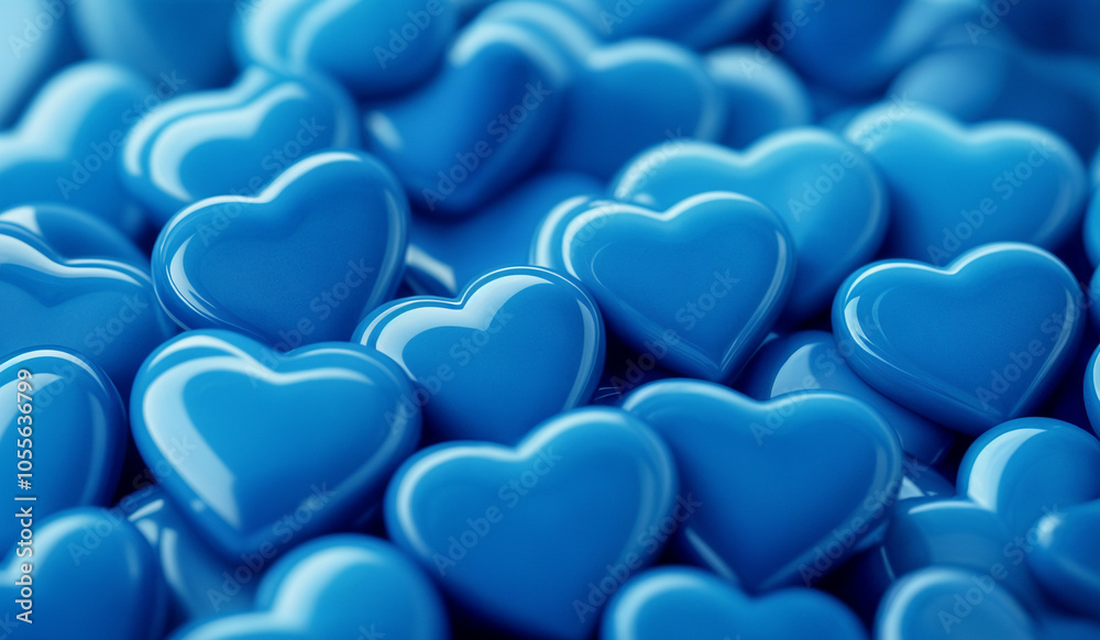 Obraz premium Abstract blue heart valentine love background texture. AI generated.