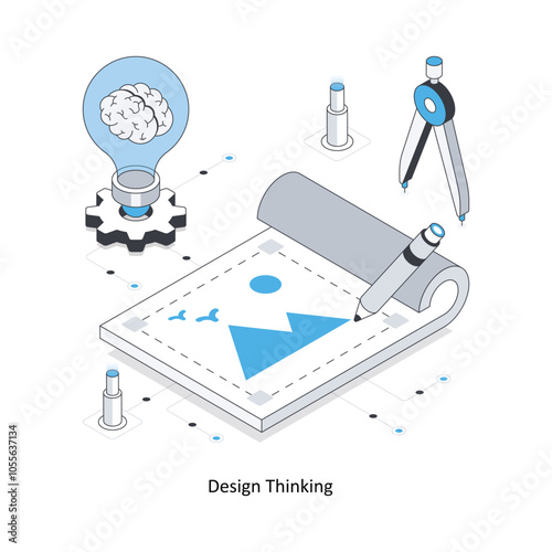 Design Thinking Isometric stock illustration. EPS File stock illustration