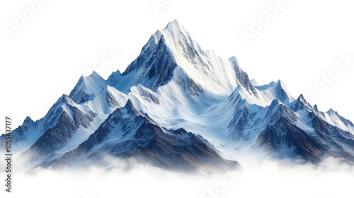 mountains in the snow on white background