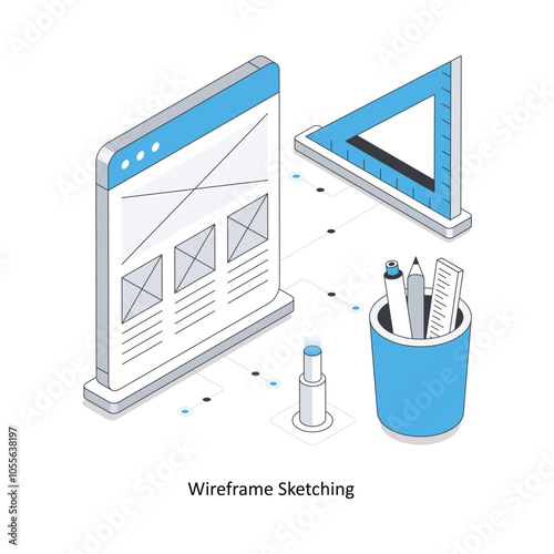 Wirframe Sketching  Isometric stock illustration. EPS File stock illustration photo