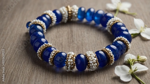 Orisha Elegance A High-Definition White and Blue Beaded Necklace Honoring the Orishas