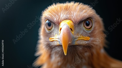 An Egyptian vulture stares confidently ahead, capturing the viewer with its resolute posture and striking features, showcasing wild elegance and resilience. photo