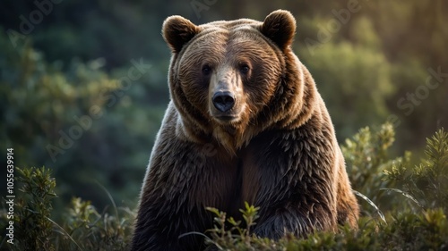 A close-up of a bear in a natural setting, showcasing its features and habitat.