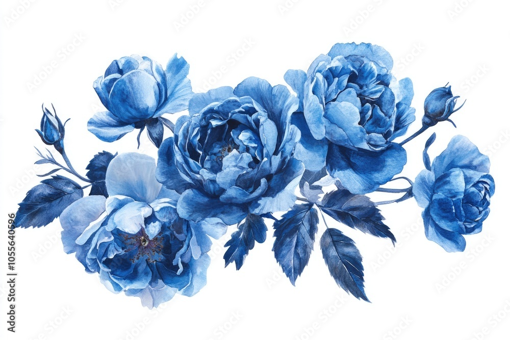 Obraz premium Blue Flowers White Background