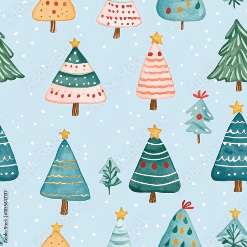 Repetitive pattern seamless background tile of Christmas tree for holiday