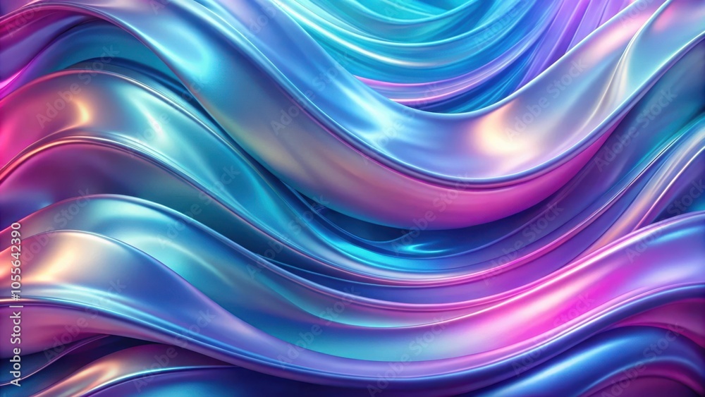 Abstract iridescent waves in a swirling pattern of blue, purple, and pink hues Abstract iridescent waves in a swirling pattern of blue, purple, and pink hues