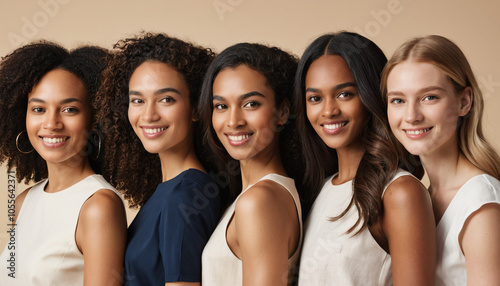 Smiling Young Multiracial Girls Posing Together, Celebrating Diversity and Friendship.