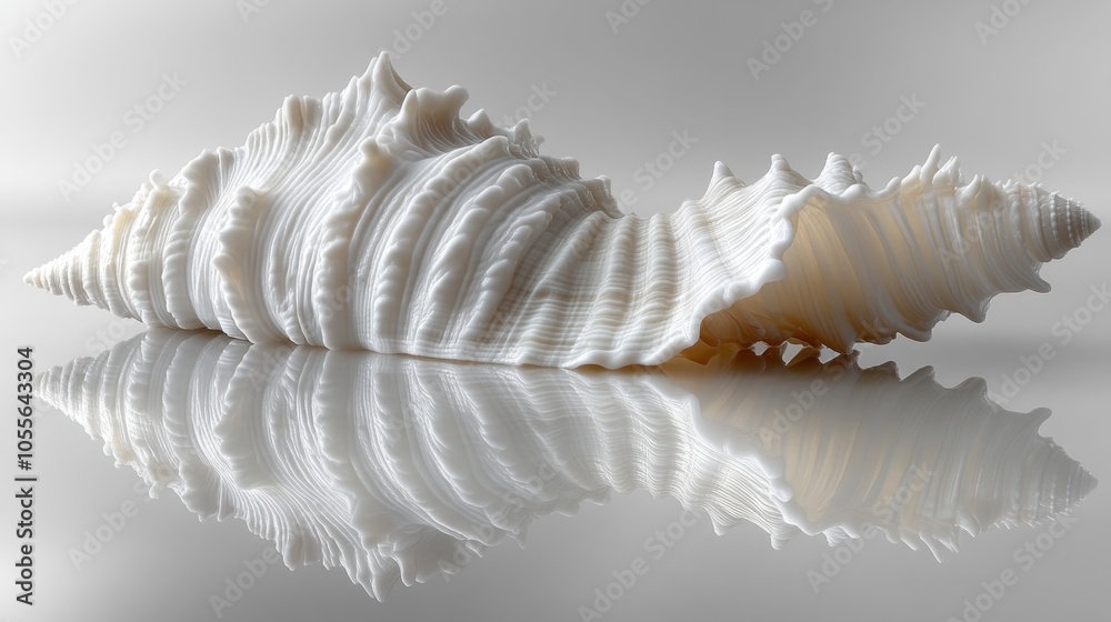 White Seashell with Detailed Texture and Reflection White Seashell with Detailed Texture and Reflection
