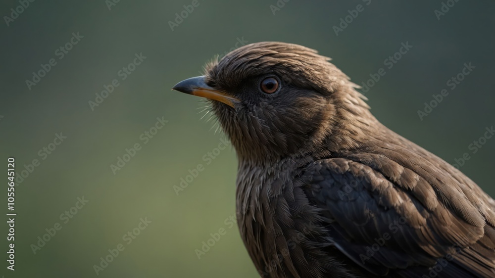 Close-up of a brown bird with a blurred green background. Close-up of a brown bird with a blurred green background.