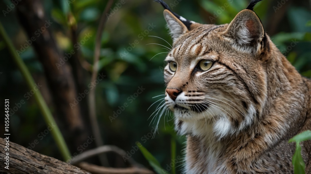 A close-up of a lynx in a natural setting, showcasing its striking features and surroundings. A close-up of a lynx in a natural setting, showcasing its striking features and surroundings.