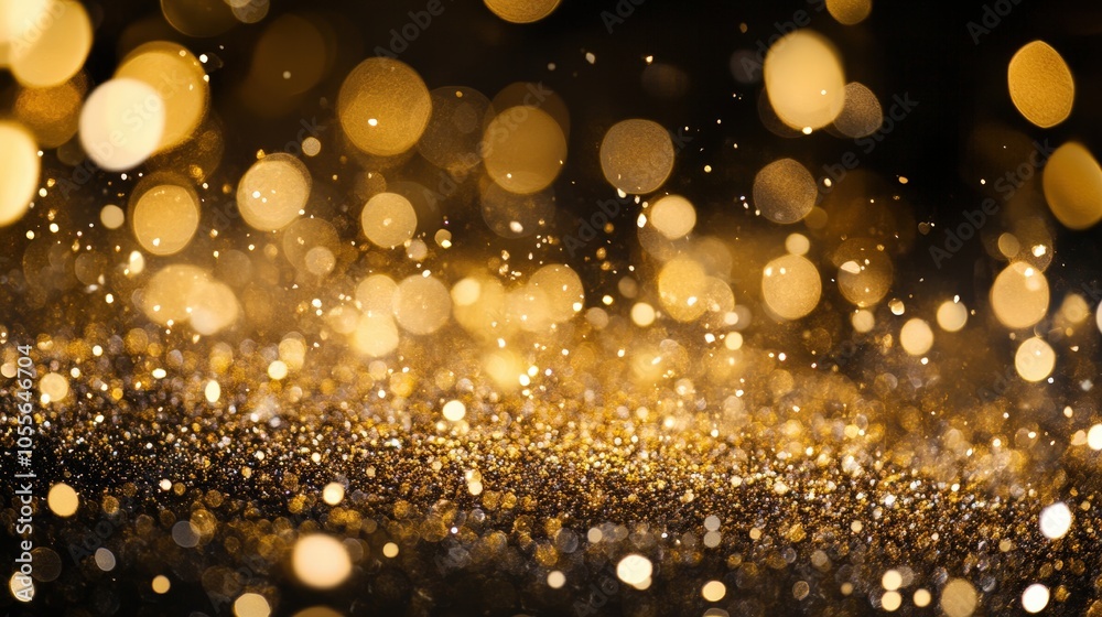 Golden Glitter and Bokeh Light Background with Sparkling Particles for Festive Celebrations