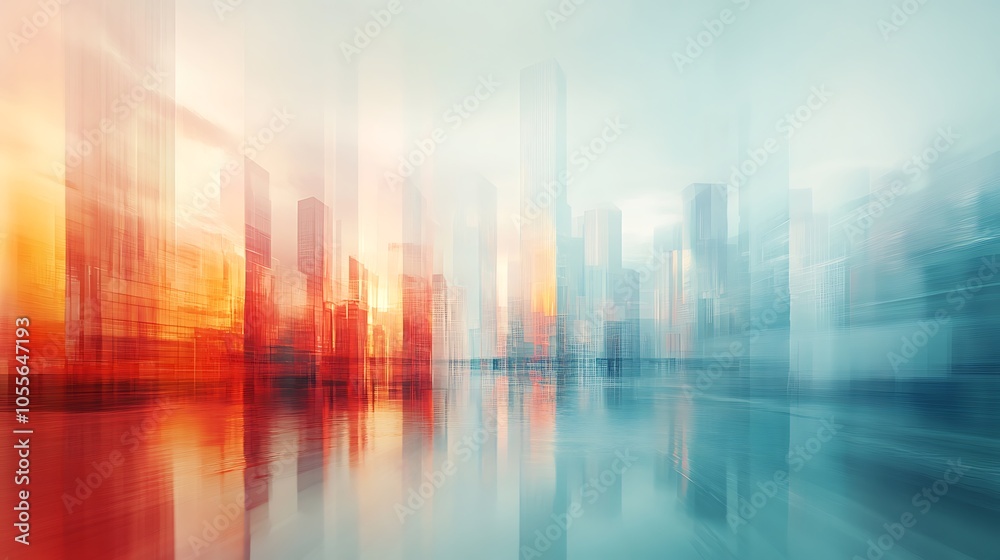 Abstract urban reflection a dreamlike cityscape in motion Abstract urban reflection a dreamlike cityscape in motion