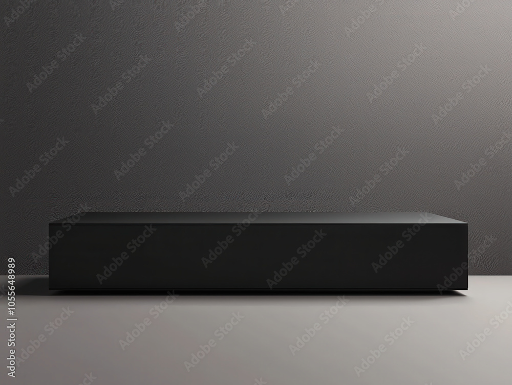 Sleek black box mockup on minimalist surface, perfect for modern design. This elegant piece adds touch of sophistication to any space Sleek black box mockup on minimalist surface, perfect for modern design. This elegant piece adds touch of sophistication to any space