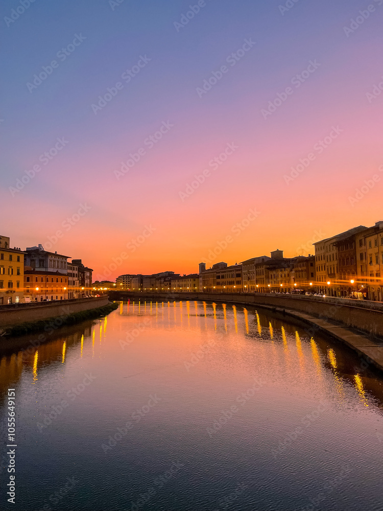 Naklejka premium sunset over river