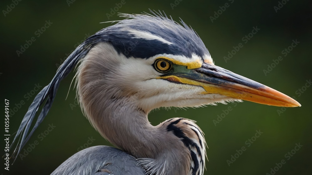 Close-up of a heron showcasing its detailed features and vibrant colors. Close-up of a heron showcasing its detailed features and vibrant colors.