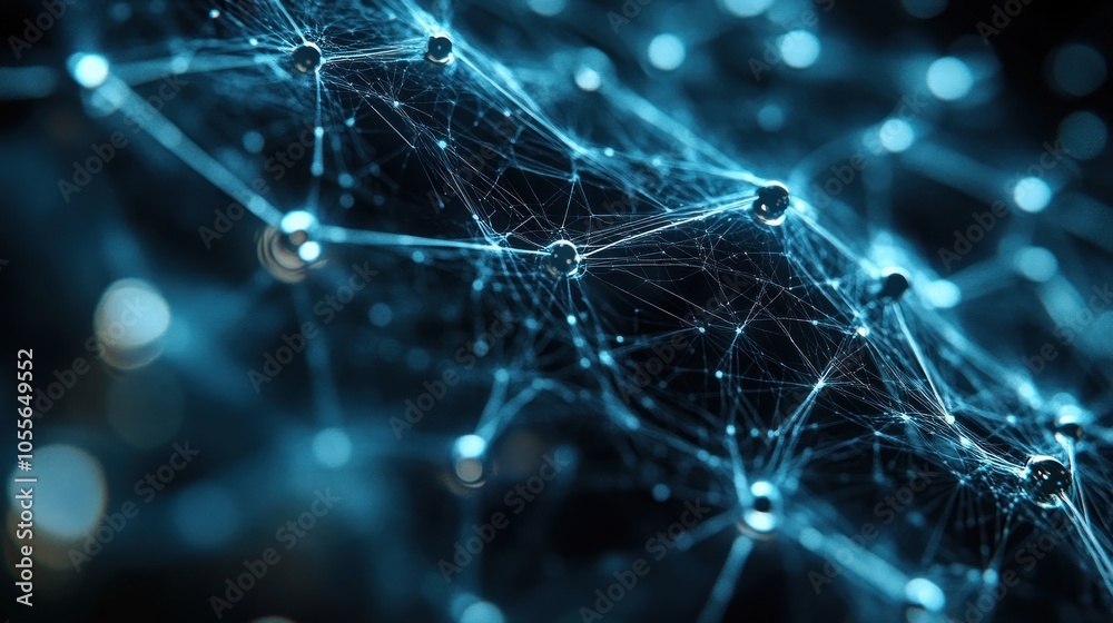 Abstract Blue Network with Interconnected Nodes Abstract Blue Network with Interconnected Nodes