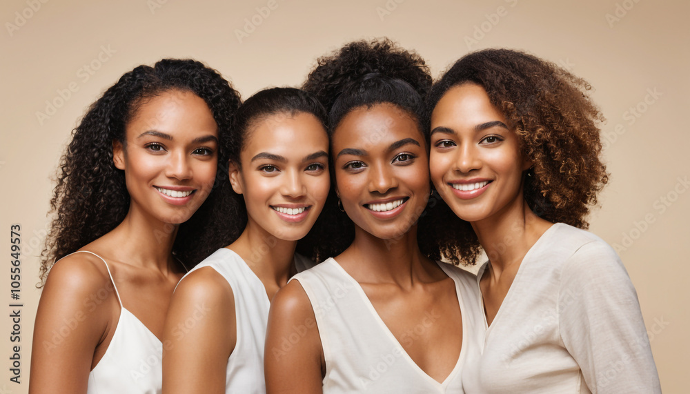 Fototapeta premium Smiling Young Multiracial Girls Posing Together, Celebrating Diversity and Friendship.