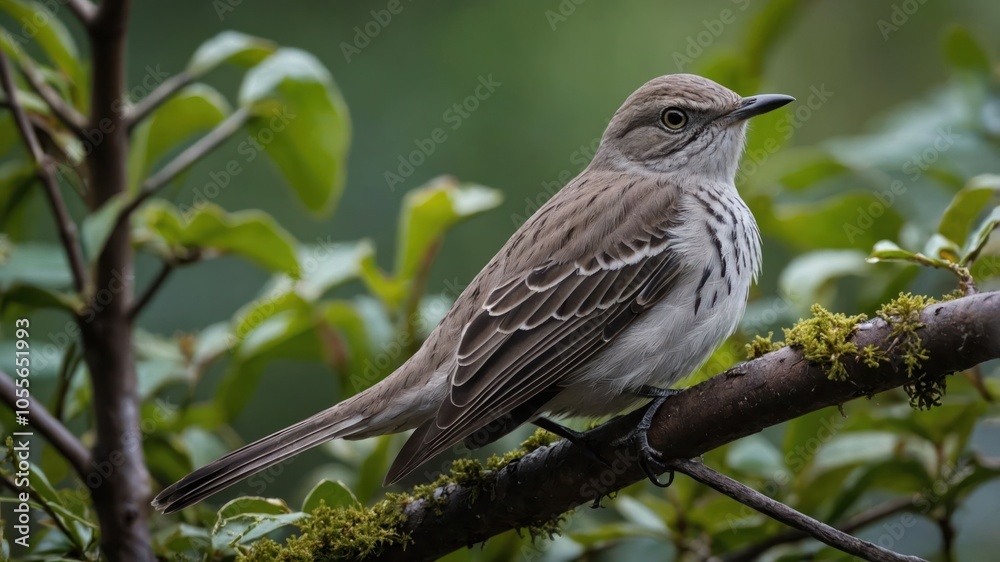 A bird perched on a branch surrounded by green foliage. A bird perched on a branch surrounded by green foliage.
