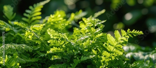 Closeup Image Of Davallia Fejeensis Or Rabbit S Foot Fern In The Garden photo