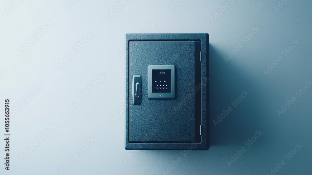 A secure safe with a digital keypad, designed for storing valuables and important items. A secure safe with a digital keypad, designed for storing valuables and important items.