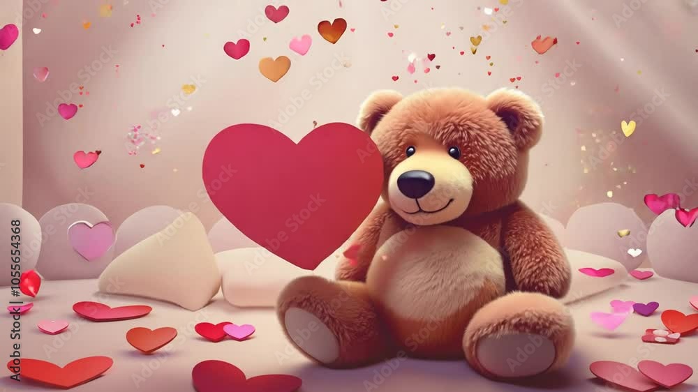 love bear valentines hearts Cute sky rain day scene nubes cartoon vector baby animal illustration valentine teddy pink toy card holiday fun gift flower romance sweet