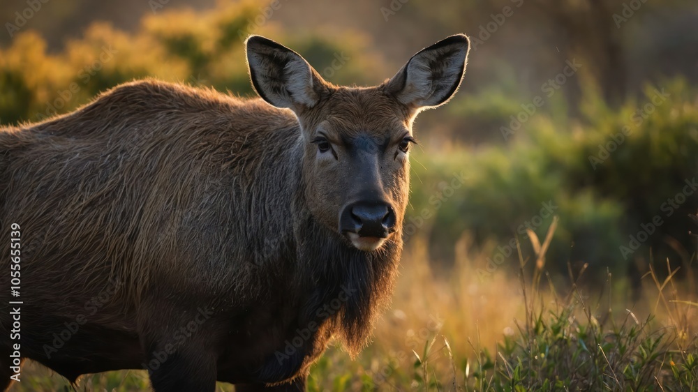 A close-up of a waterbuck in a natural setting, showcasing its features and surroundings. A close-up of a waterbuck in a natural setting, showcasing its features and surroundings.