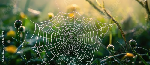 Spider Web In Morning Dew