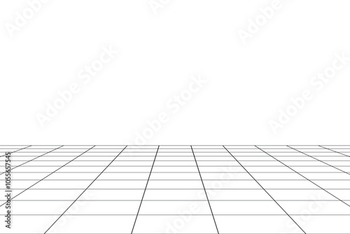 White perspective grid room on white background