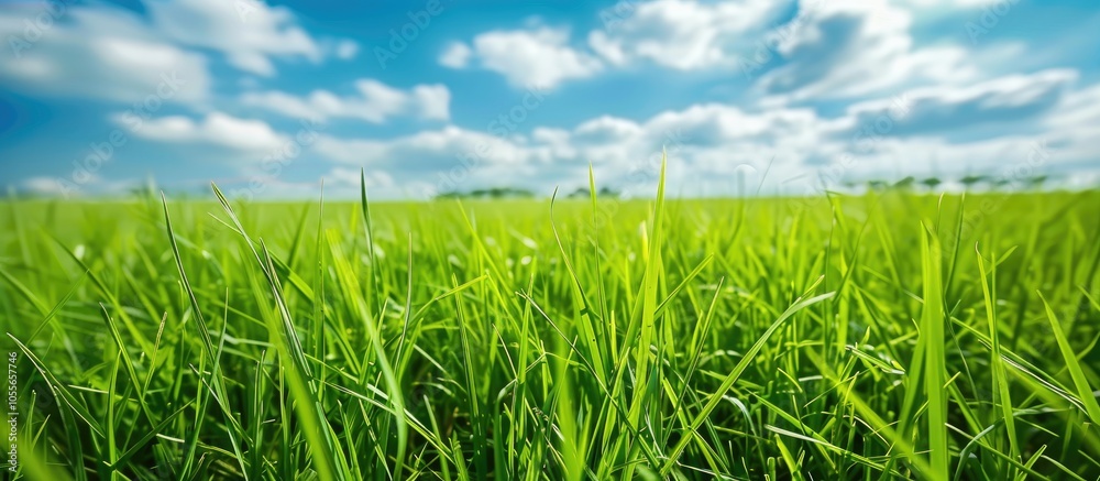 Fototapeta premium Young Green Rice On The Field