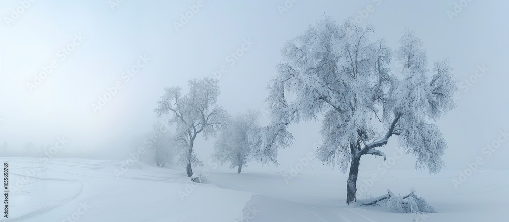 Fototapeta premium Trees In Winter In The Snow Northern Caucasus Stavropol Territory