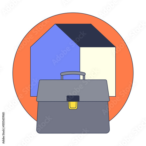 House and briefcase symbolize work-life balance.