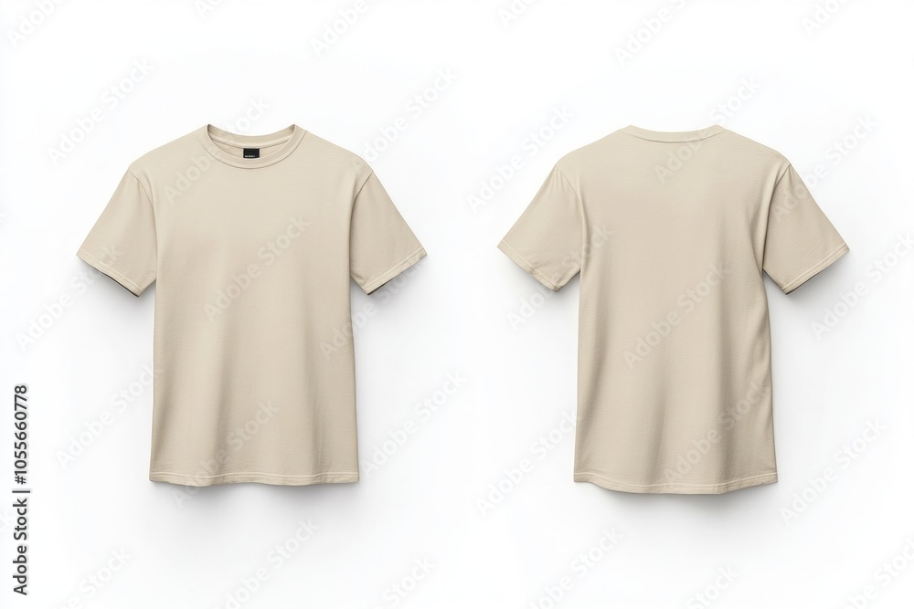 Neutral Beige T-Shirt Displayed on a White Background Neutral Beige T-Shirt Displayed on a White Background