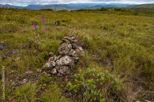 Ruins of an ancient indigenous cemetery built with stones protecting the tombs of an ancient tribe in the state of Minas Gerais, Brazil photo