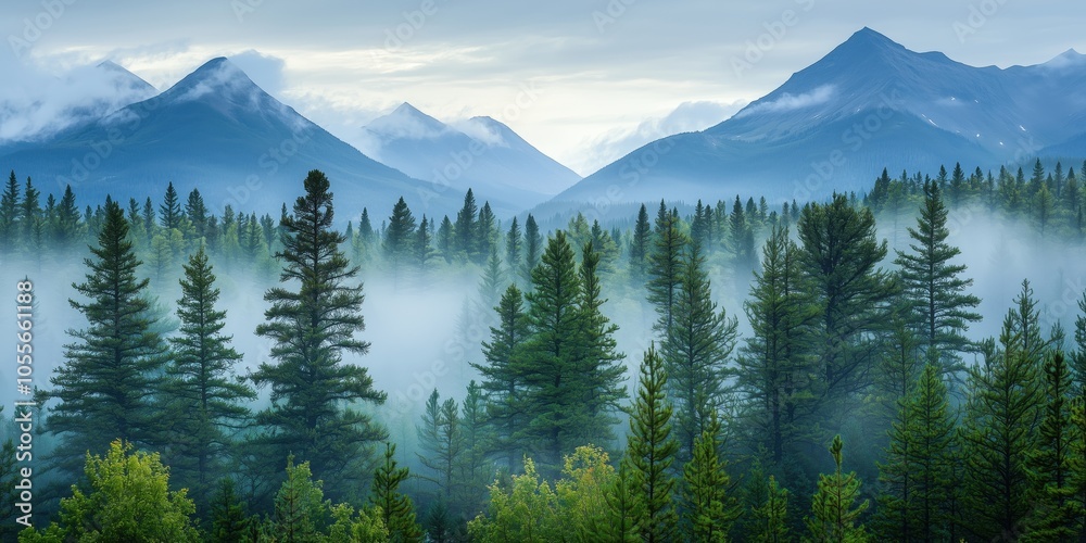 A serene mountain landscape with fog rolling through pine forests, perfect for nature-themed projects, wilderness explorations, or travel promotions. A serene mountain landscape with fog rolling through pine forests, perfect for nature-themed projects, wilderness explorations, or travel promotions.