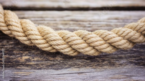 Close up view of a twisted rope resting on an aged wooden surface evoking a nautical theme