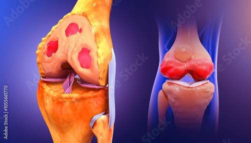 Photography Anatomy of human knee joint. 3d illustration