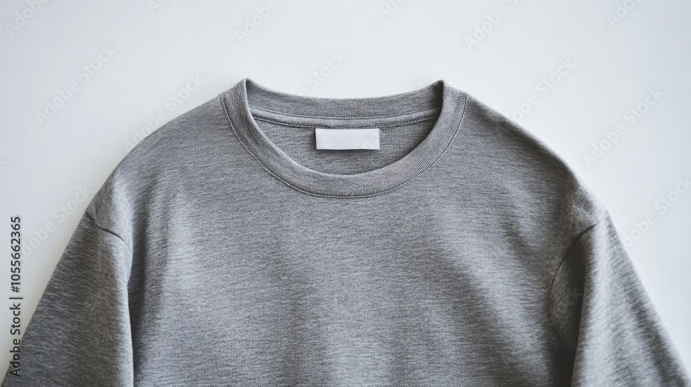 Grey Cotton Shirt with Blank Space Isolated against a White Background Grey Cotton Shirt with Blank Space Isolated against a White Background