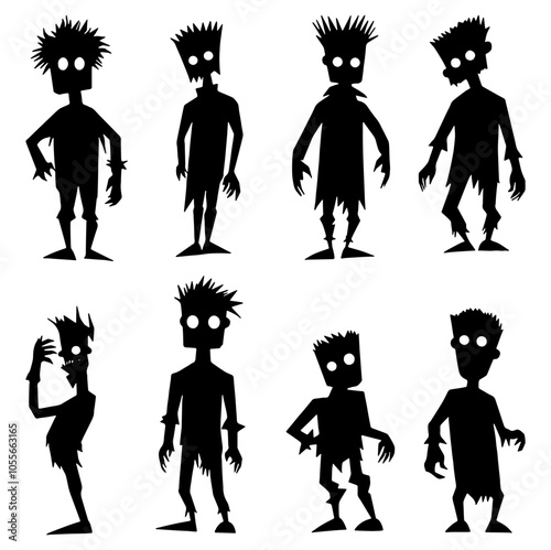 Toon Boy Silhouette. Flat Vector Illustration